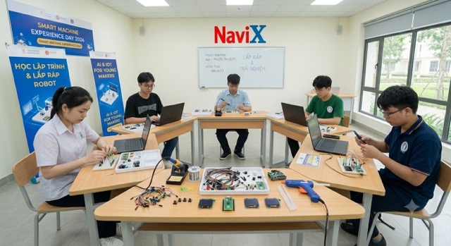 Học viên tham gia NaviX IoT Foundations Workshop và thực hành Raspberry Pi Pico tại NaviX Lab
